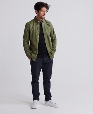 Superdry Classic Twill Férfi Hosszú Ujjú Ing Zöld | EDOJZ1384